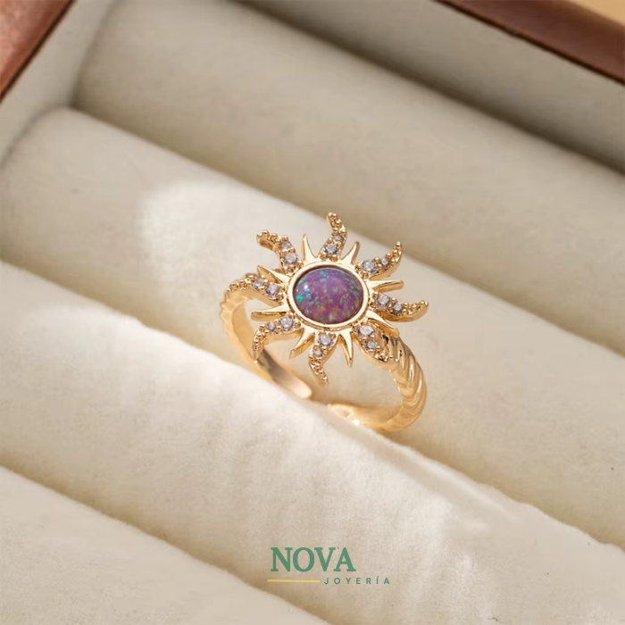 Anillo Sol Rapunzel | Baño de Oro + Caja Regalo Gratis✨👑