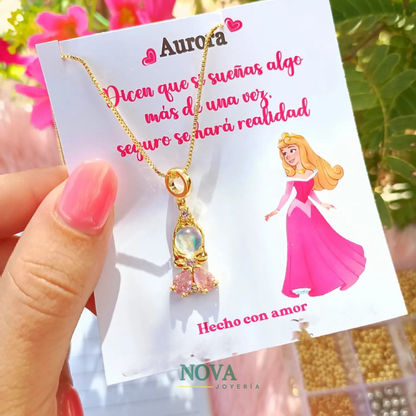 Collar Princesas de Disney | Baño de Oro + Caja Regalo Gratis✨👑