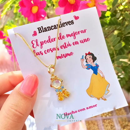 Collar Princesas de Disney | Baño de Oro + Caja Regalo Gratis✨👑