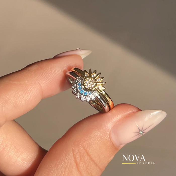 Anillos Sol y Luna Eclipse + Caja Premium Gratis✨👑