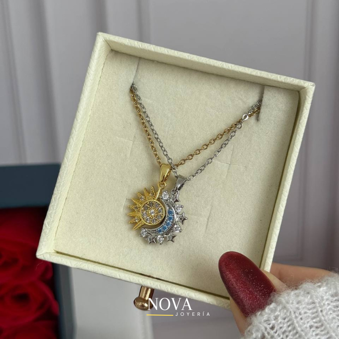 Collar Sol y Luna Eclipse + Caja Premium Gratis✨👑